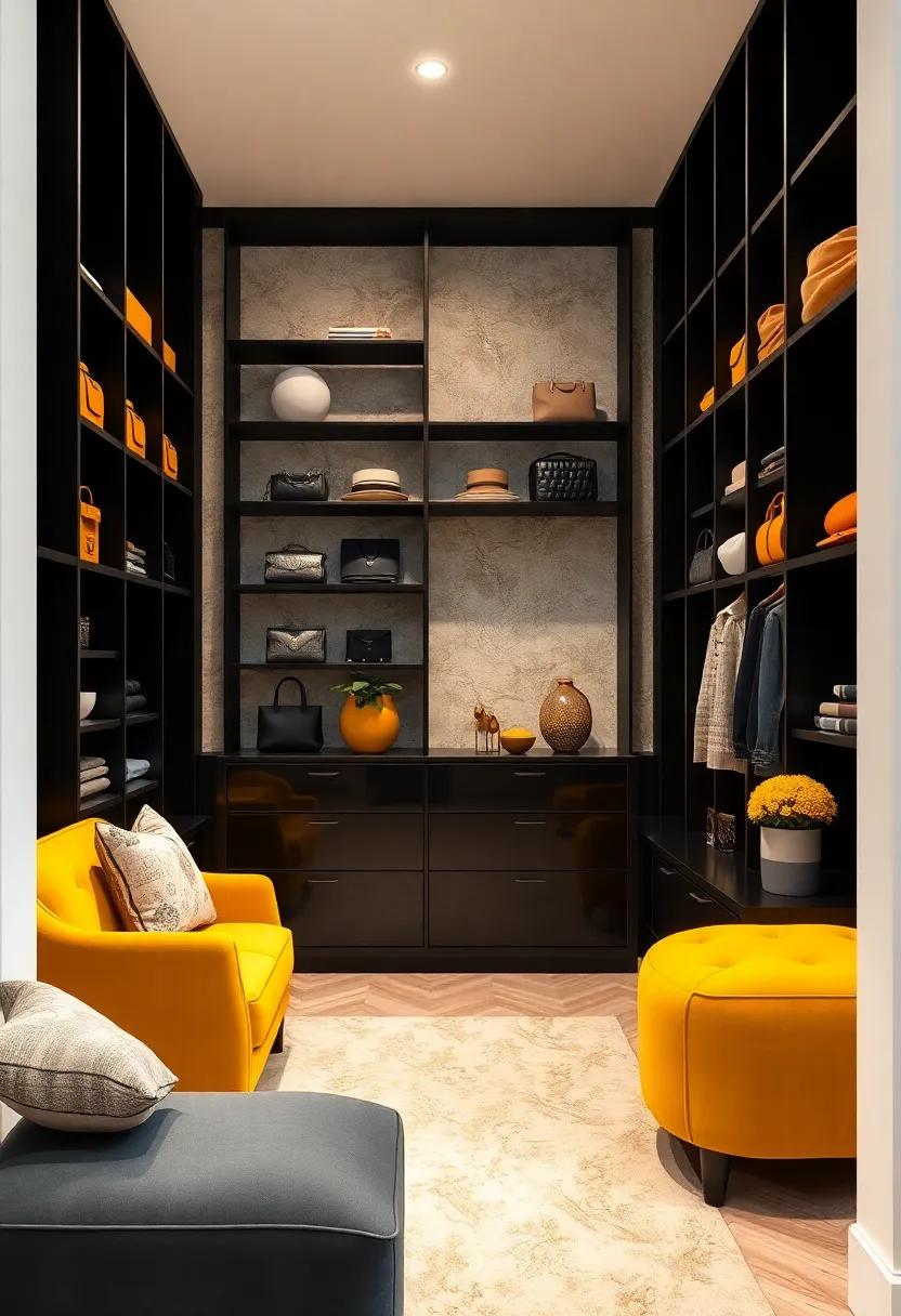 Black Shelving ​Units – Install⁢ minimalist black shelves ​for displaying handbags, hats,⁢ or decorative ⁢items, balancing style ⁢and function
