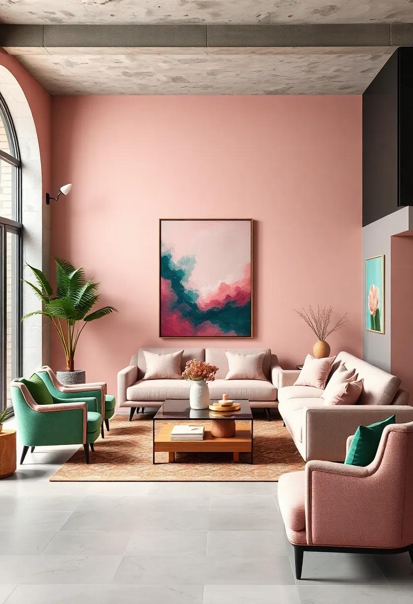 Marry Blush Pink with Deep Green in Artwork: Select ‍paintings or prints that feature ‌both colors, ensuring a seamless integration into your design