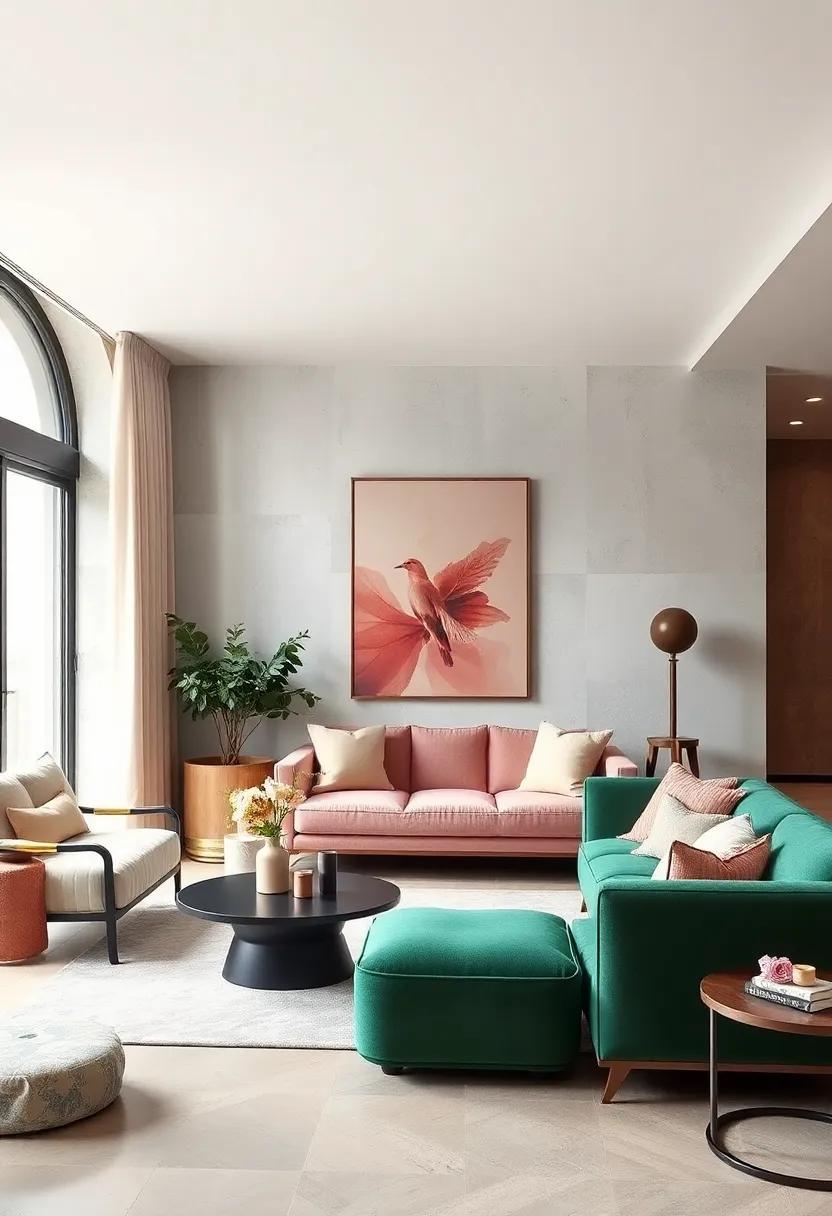 Layer Textures: mix soft textiles ⁤in blush pink⁤ with deep green ‍velvet or leather for a luxurious ‍and inviting atmosphere