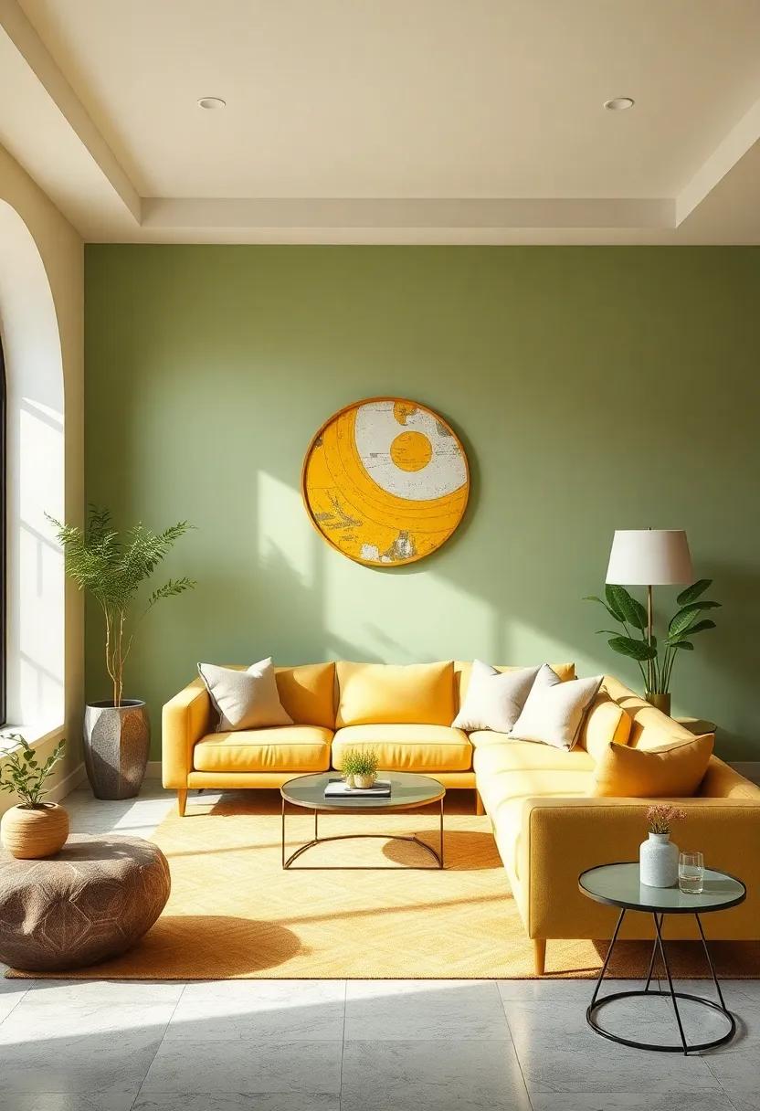 Embrace ‌tranquility⁣ with a soft pastel green accent wall that beautifully ‌contrasts⁢ soft yellow furnishings, creating a serene oasis perfect for relaxation