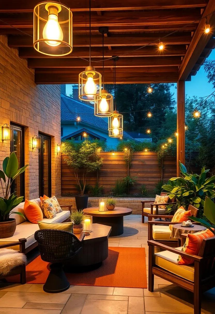 Go Industrial Chic: Choose pendant lighting ⁤with an industrial flair to achieve a‍ trendy,⁢ urban-inspired outdoor space