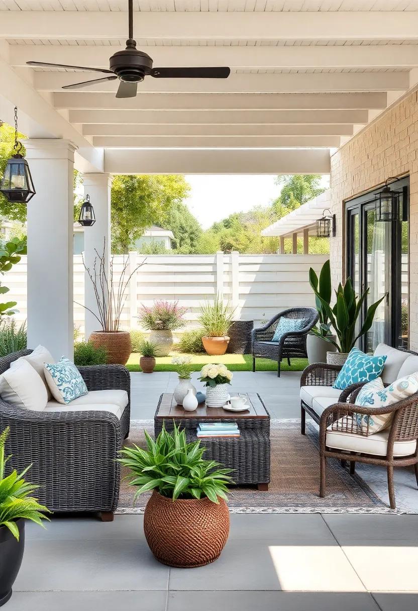 Coastal Escape: Opt for wicker furniture in⁤ soft hues, accented with nautical decor and beach-inspired cushions to bring the calming vibe⁣ of the ocean to your patio