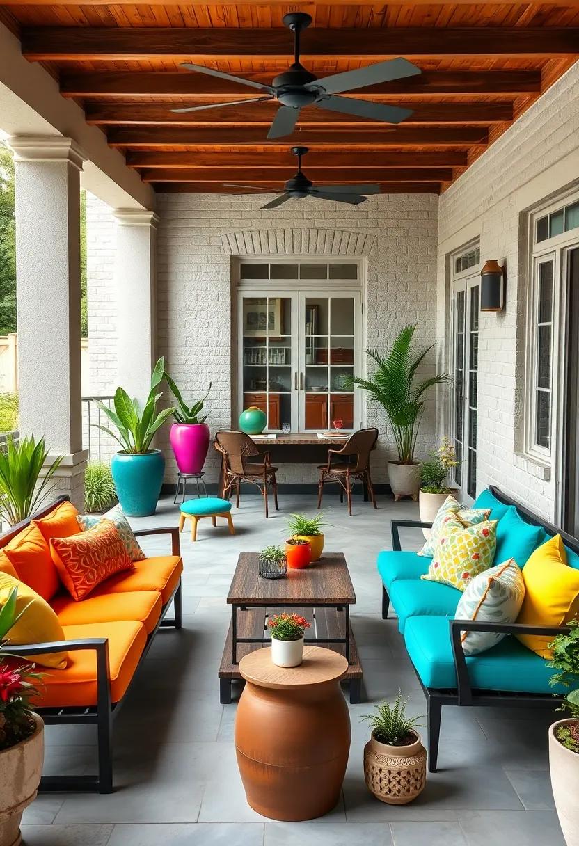 Colorful Pop: ​Choose vibrant, modern outdoor furniture in bold colors, complemented ​by cheerful planters ‌and decorative art pieces ⁢to make your patio pop