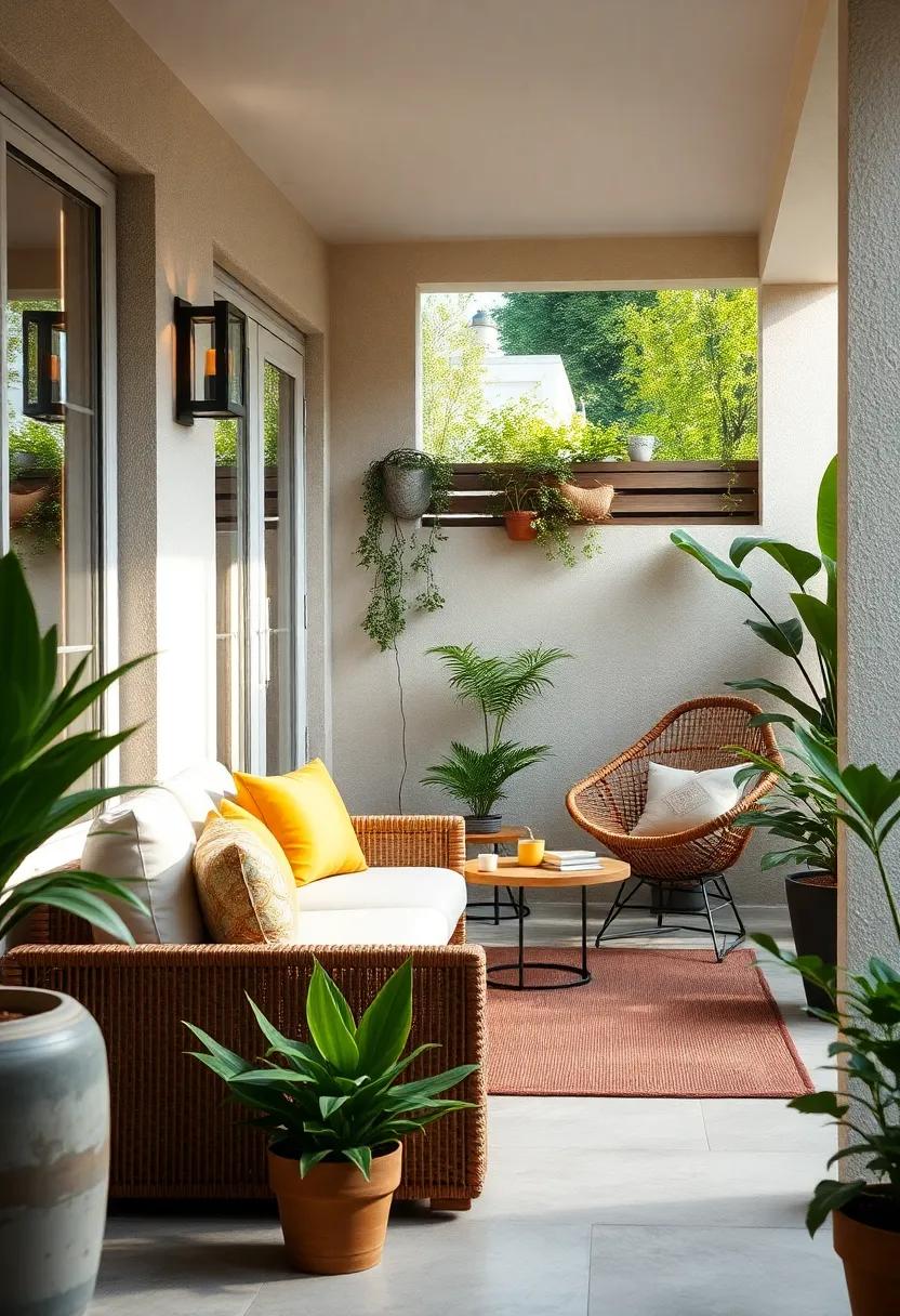 Create​ a Cozy Nook:​ Transform a small ⁢corner of your patio into a serene reading area with a ⁤stylish rattan chair and a ‌side ‌table for your coffee