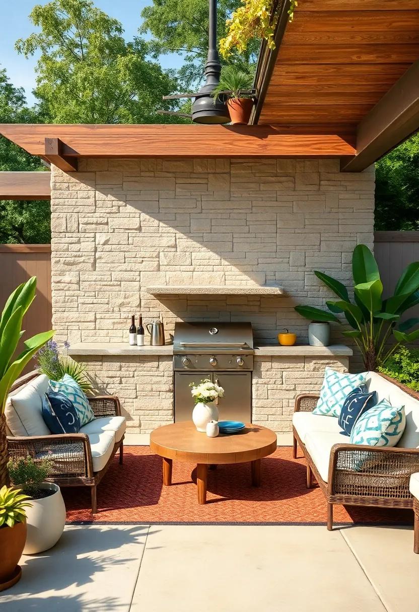 Eco-Chic Design: ⁤A ‌sustainable patio kitchen featuring a built-in grill made from ⁤reclaimed materials, marrying ​style with environmental consciousness