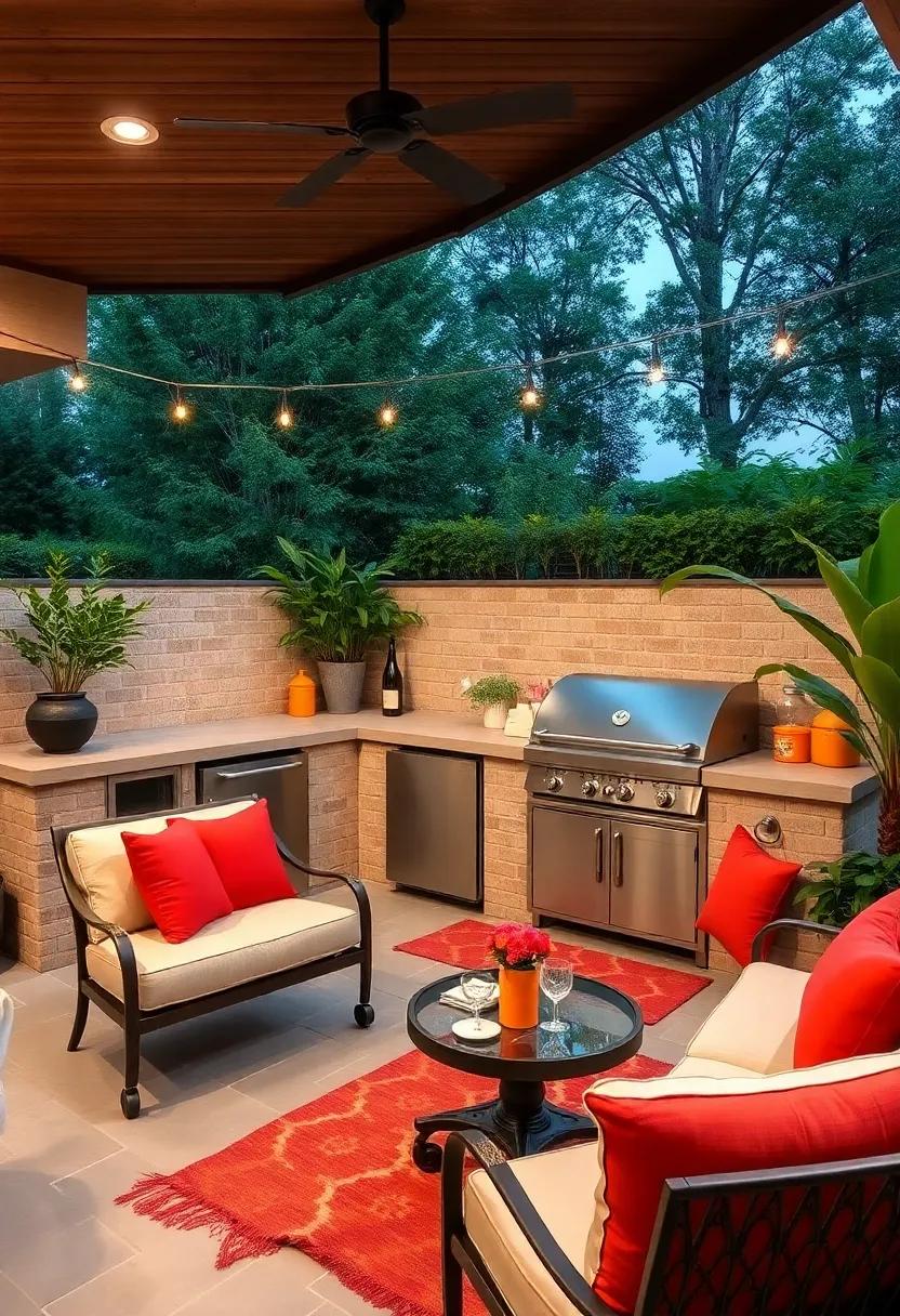 Vintage​ Vibes: A ⁢retro-inspired outdoor kitchen with‍ a ​built-in grill and colorful accessories, perfect for throwing nostalgic BBQ parties