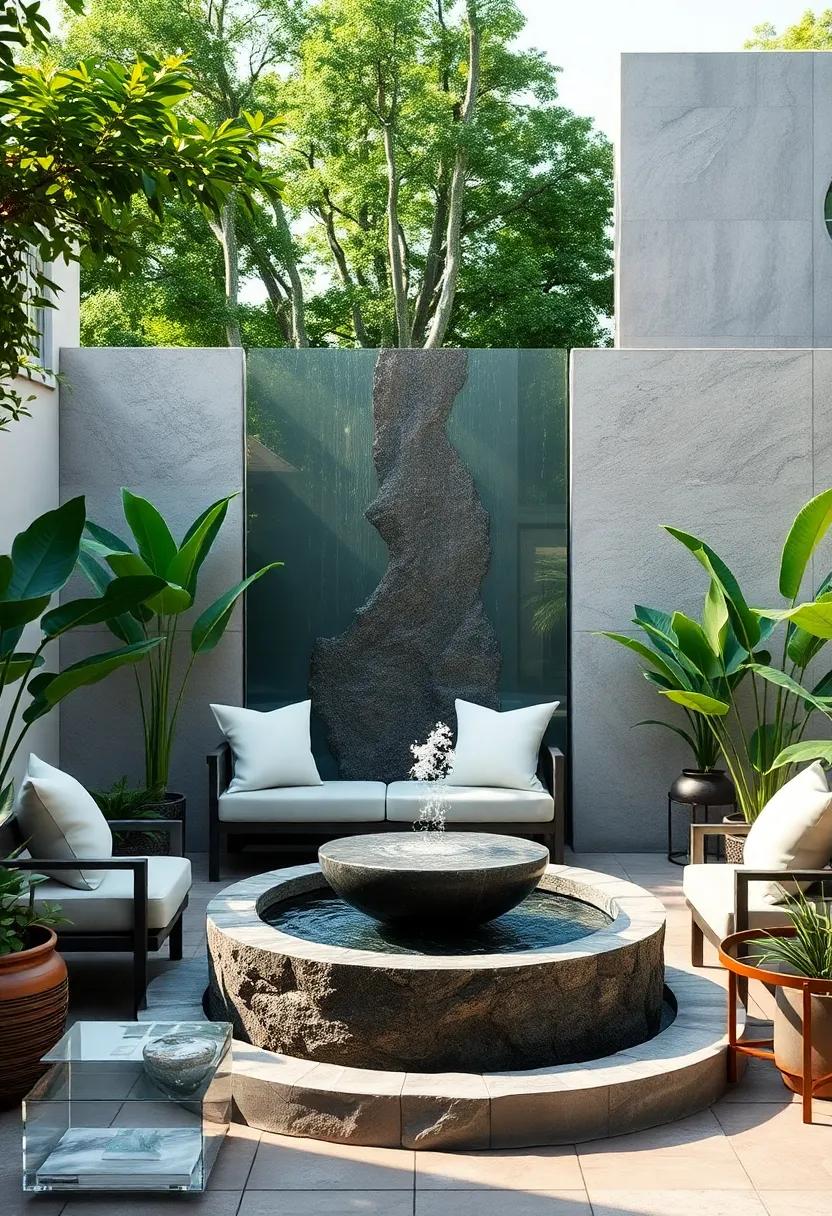 Artistic Water Art installation: A sculptural fountain that serves as both art and‍ a water feature, ‌drawing attention while providing⁣ a boundary for your outdoor space