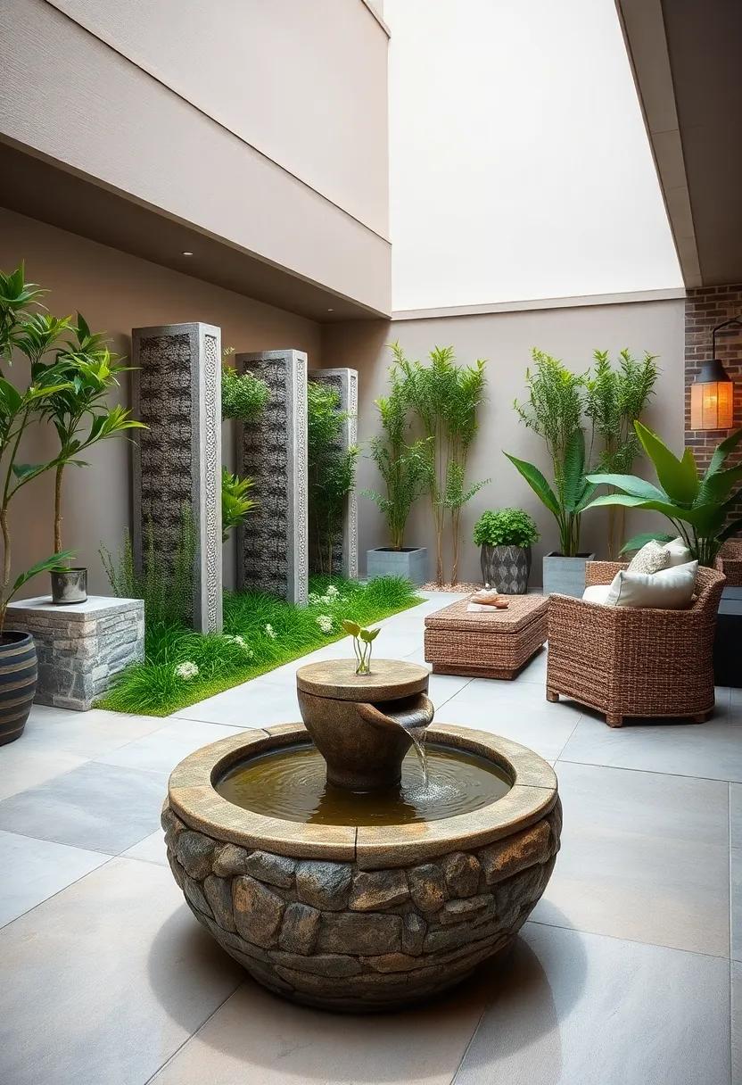 Stone Bamboo Fountain: A‍ combination of stone and bamboo that⁤ cascades water back into a small reservoir,‌ merging natural⁢ materials for a‍ serene effect