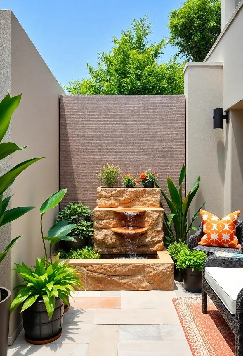 Tiered⁢ planter ‍with Waterfall: A tiered planter integrating a small waterfall that ‍nurtures plants while⁤ acting ‌as an effective privacy barrier