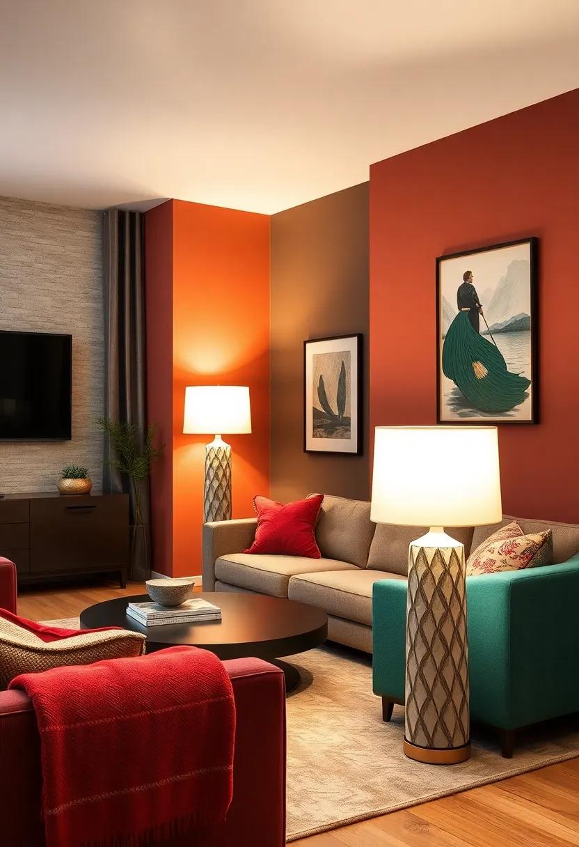 Utilize a pair of ceramic⁤ table lamps with geometric⁢ patterns to harmonize​ your vibrant color palette while offering stylish illumination