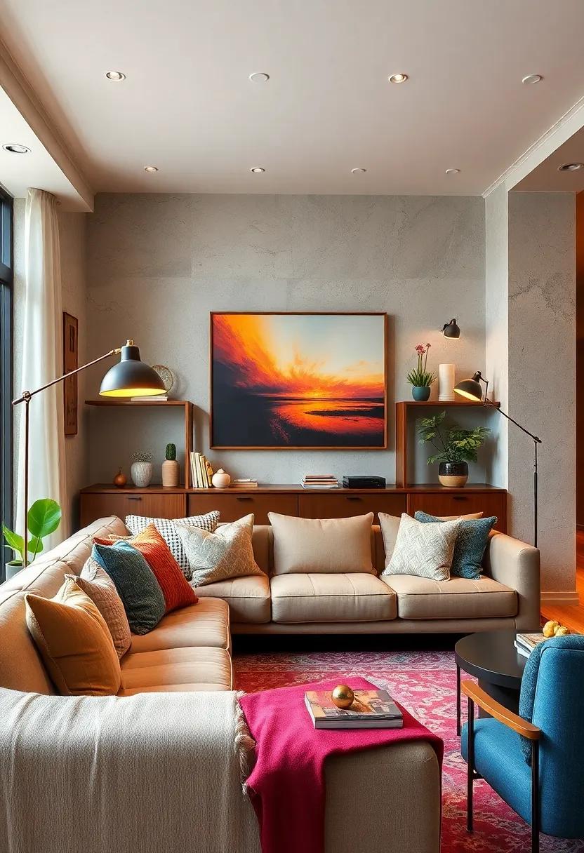 Incorporate adjustable swing-arm lamps above your sofa for versatile lighting that can adapt to your needs while maintaining a classic ‌design