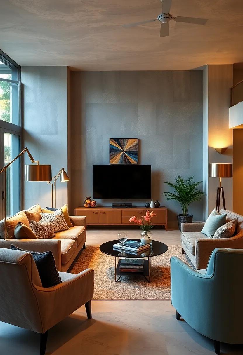 Opt for sleek, metallic pedestal lamps with art deco flair to add a⁢ sophisticated‌ touch to your retro living room's style