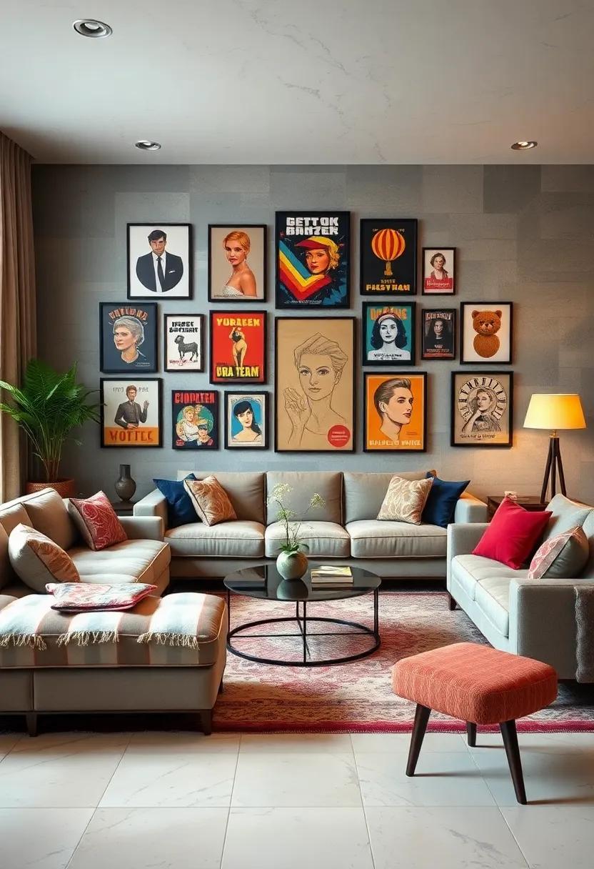 Display a ‍gallery⁢ wall of vintage art prints or retro ​movie posters, ​mixing framed art with DIY creations for a personalized touch