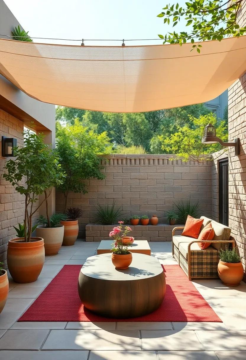 Potted​ Tree ‌Canopy: Position potted small trees around the patio to create a natural canopy, enhancing privacy while providing dappled sunlight
