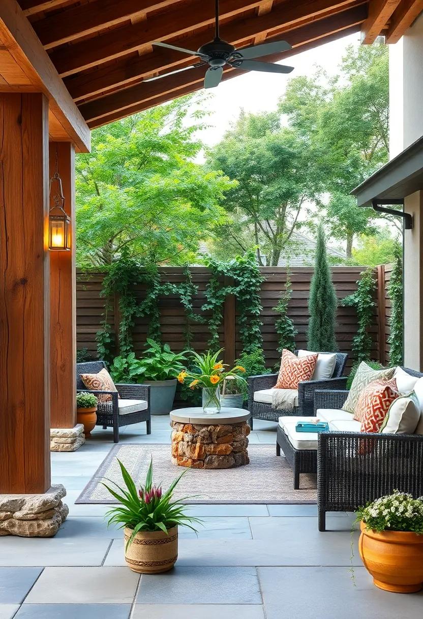 Rustic Wood Pillars: Add charm with reclaimed wood⁣ pillars or posts to define your patio’s layout and support hanging plants or decorative elements
