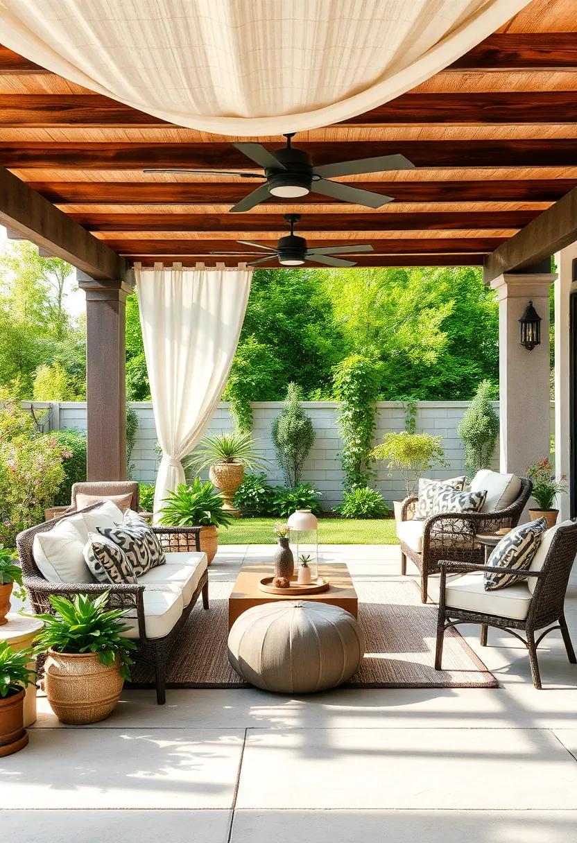 Soft Fabrics for Shade: Drape soft, ⁢breathable fabrics over a pergola or outdoor structure to create⁣ a shaded ⁣retreat that softens the patio’s edges