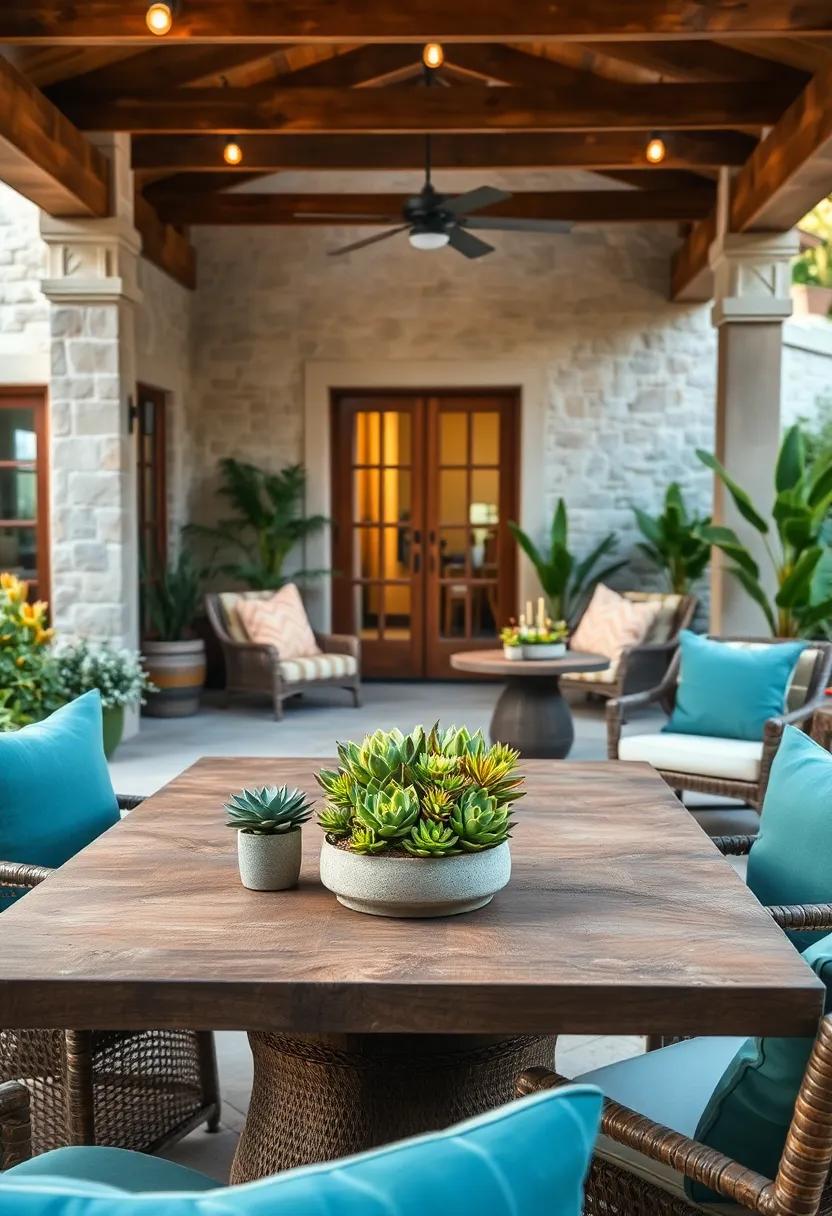 Succulent Centerpieces: Use⁤ succulent arrangements as⁣ centerpieces for your outdoor tables, adding low-maintenance greenery that flourishes both indoors and out