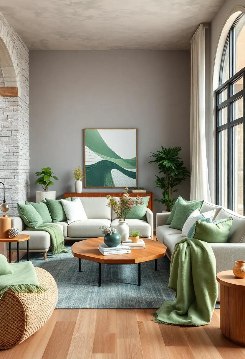 Layered textiles: Incorporate sage green throw ‍pillows and blankets to add depth and comfort to‌ your‍ living ‌room