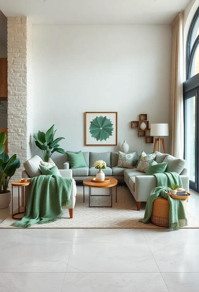 Decorative⁣ Throws: Drape sage green throws over ‍chairs ‍or sofas ‌for an inviting look that invites⁢ warmth