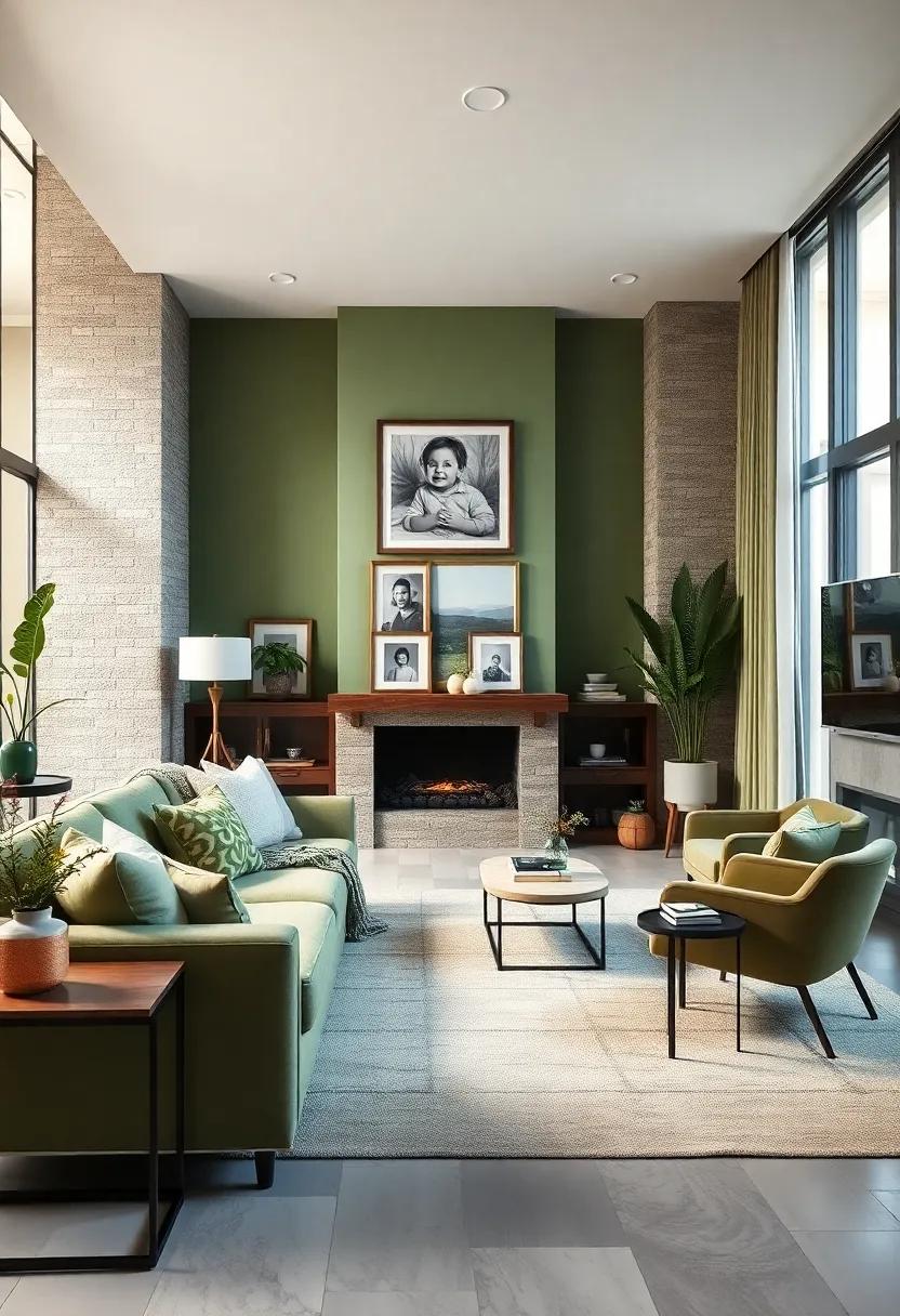 Family ​Photos: Frame family photos in​ sage green ⁣frames for a personal touch that ‌complements your chosen palette