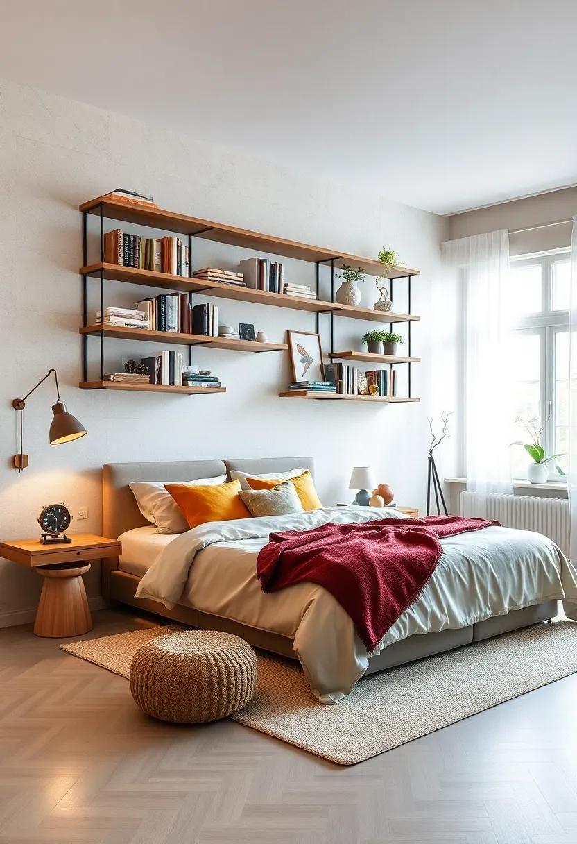 Shelving Solutions: Utilize ⁢wall-mounted shelves⁣ for displaying books and decor, keeping the floor ​space clear and ⁤adding personality
