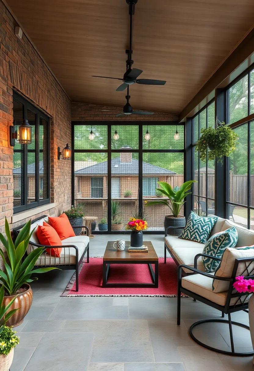 Tropical Escape: Infuse your porch with⁢ palm leaves, rattan ‍furniture, and bright, bold ⁣patterns for a lively, vacation-like‌ atmosphere