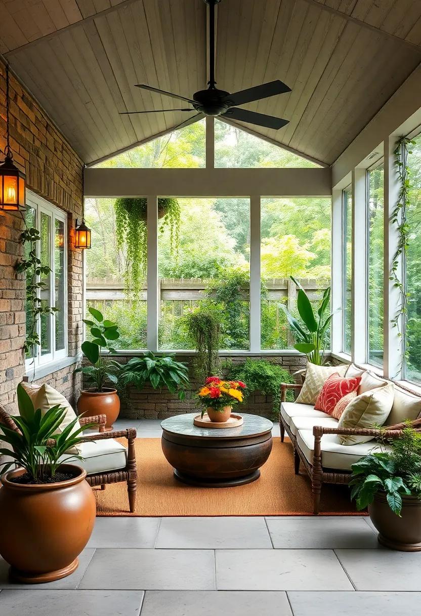 Garden Oasis: Transform ⁢your screened porch⁤ with ample greenery, colorful planters, and trellises climbing with ‌vines for a flourishing escape