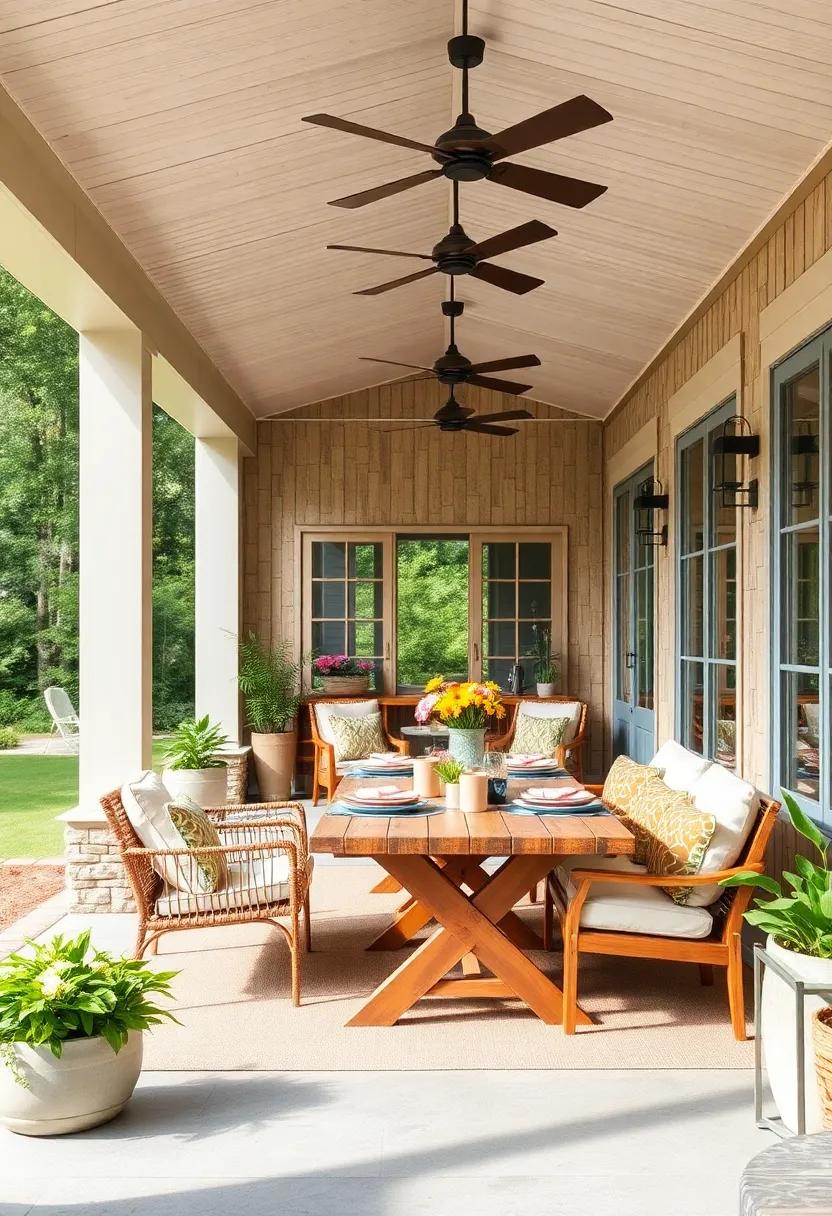 Farm-to-Table ​Dining: Set up​ a dining area adorned with natural wood, vibrant tableware, and ⁢fresh flowers to host memorable meals with a⁢ view