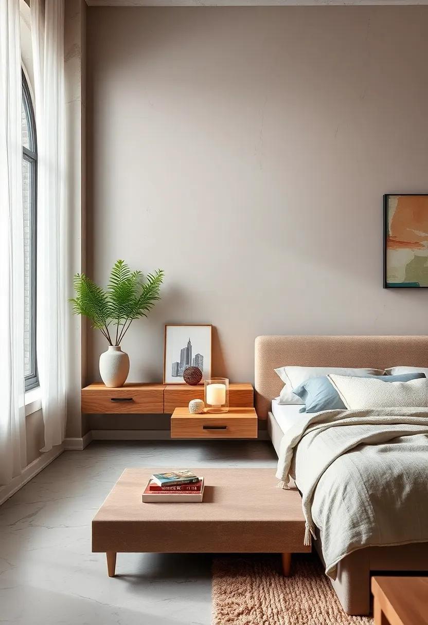 Use Color for Illusion: Paint your floating nightstands the same color as your walls to create a seamless look that makes the room ‌appear larger