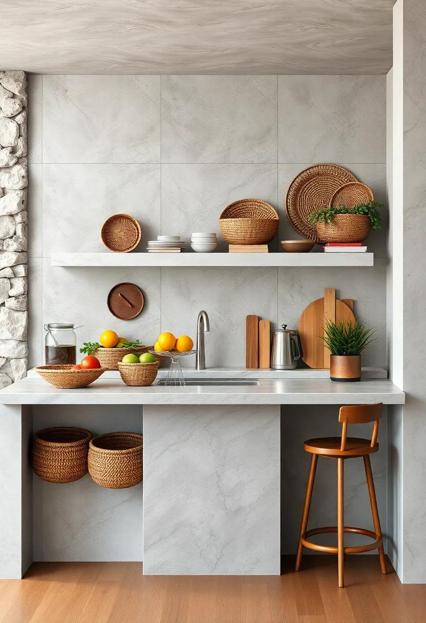Decorative Baskets: use aesthetically pleasing baskets to​ organize items like fresh produce, creating both‍ texture and⁢ functionality