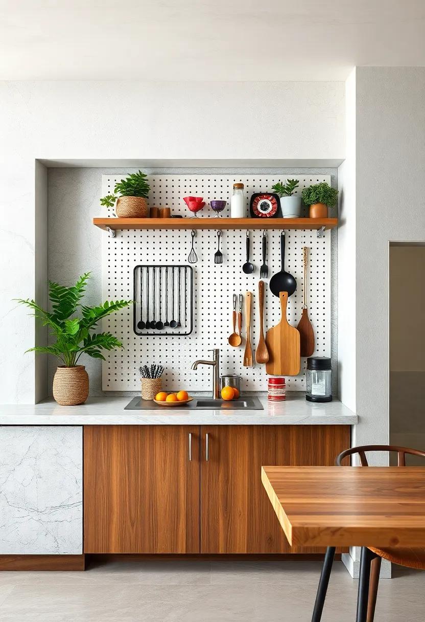Pegboard ⁣Organizer: Hang a pegboard above your ‍counter to⁢ store utensils and kitchen tools, creating a visually appealing yet functional display