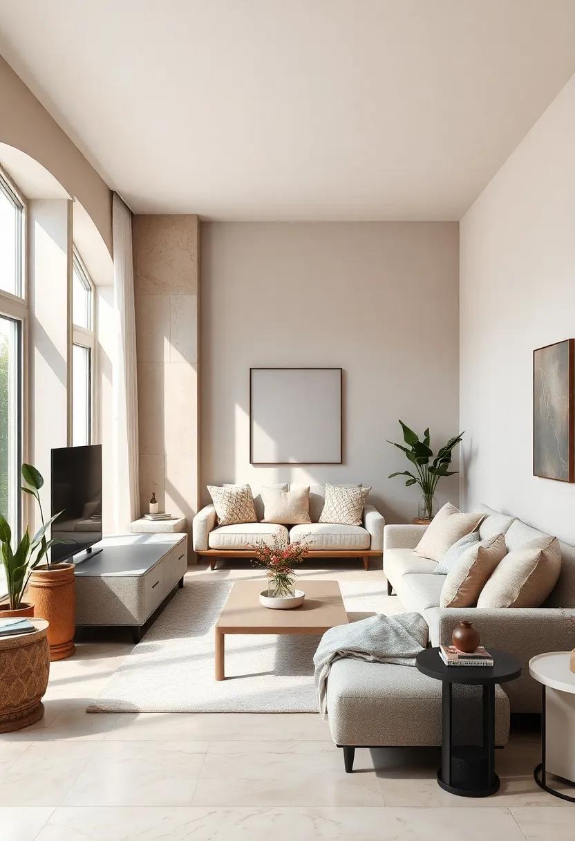 Embrace a Monochromatic Palette: Start with various shades of beige, taupe, and white‌ to create a calming atmosphere that feels open and‌ airy