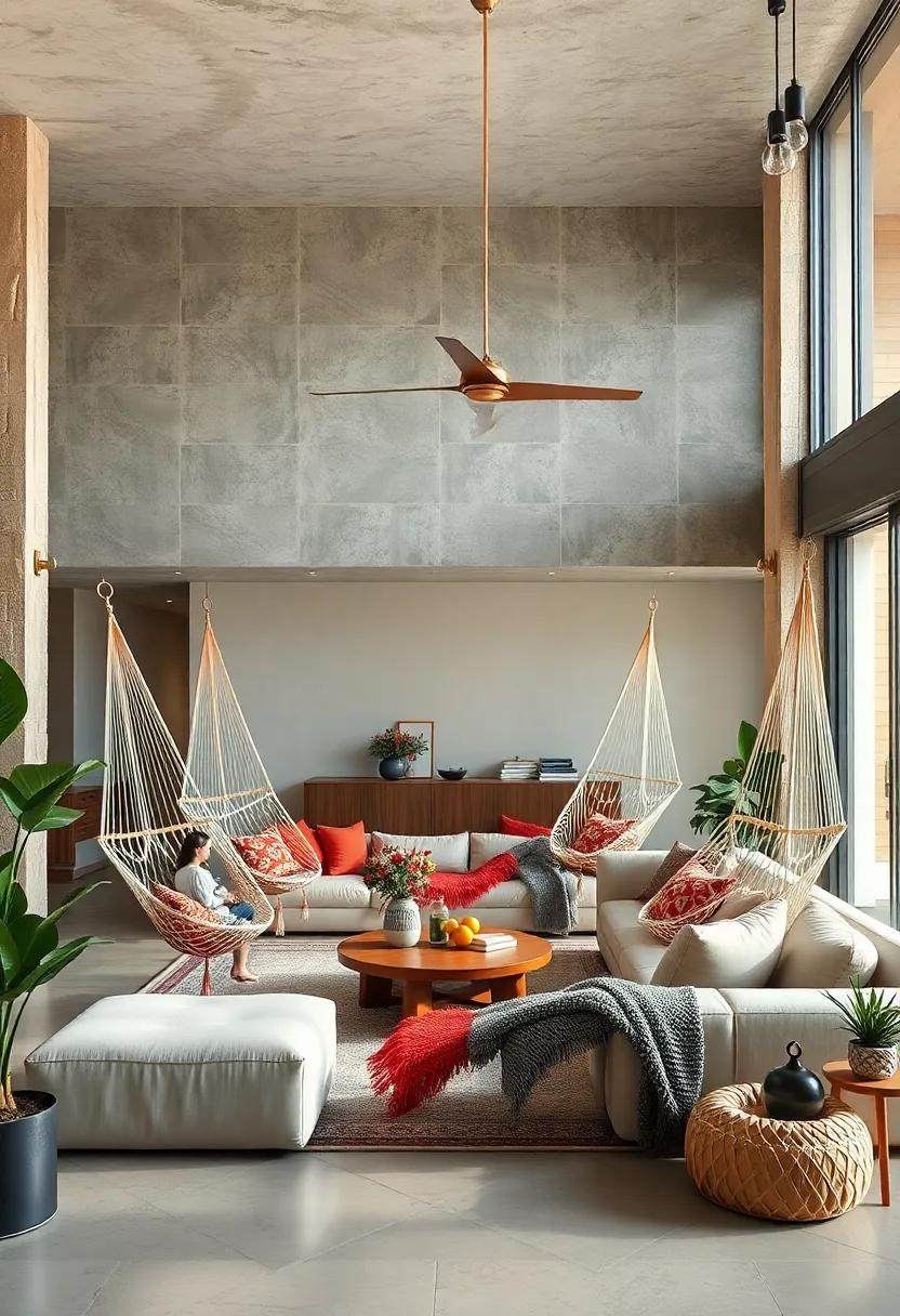 Family Gathering: Install multiple hammocks in a spacious living area to promote togetherness, layering different sizes‌ and styles ​for a fun, inviting space