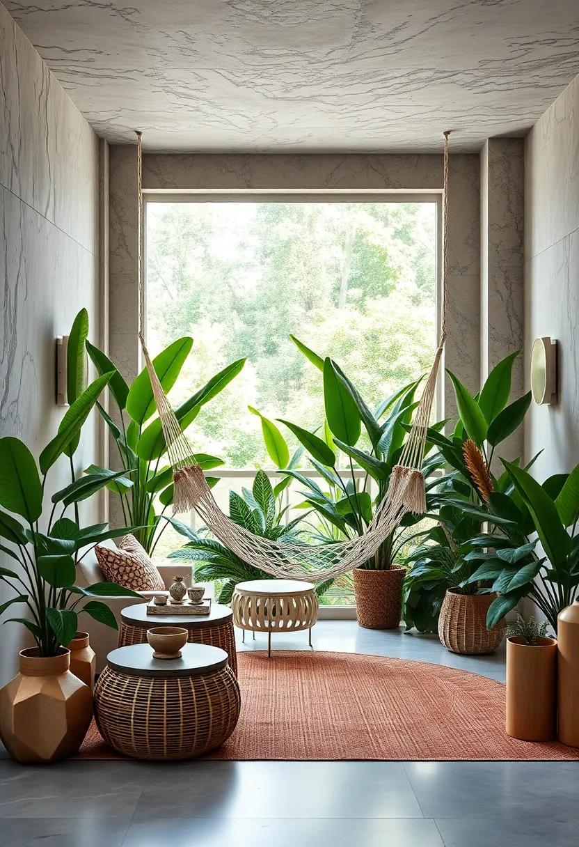 Jungle Vibes: ‍Create an indoor⁤ jungle by hanging a ‍hammock amidst tropical plants, transporting‌ your space to the lush landscapes of the Amazon
