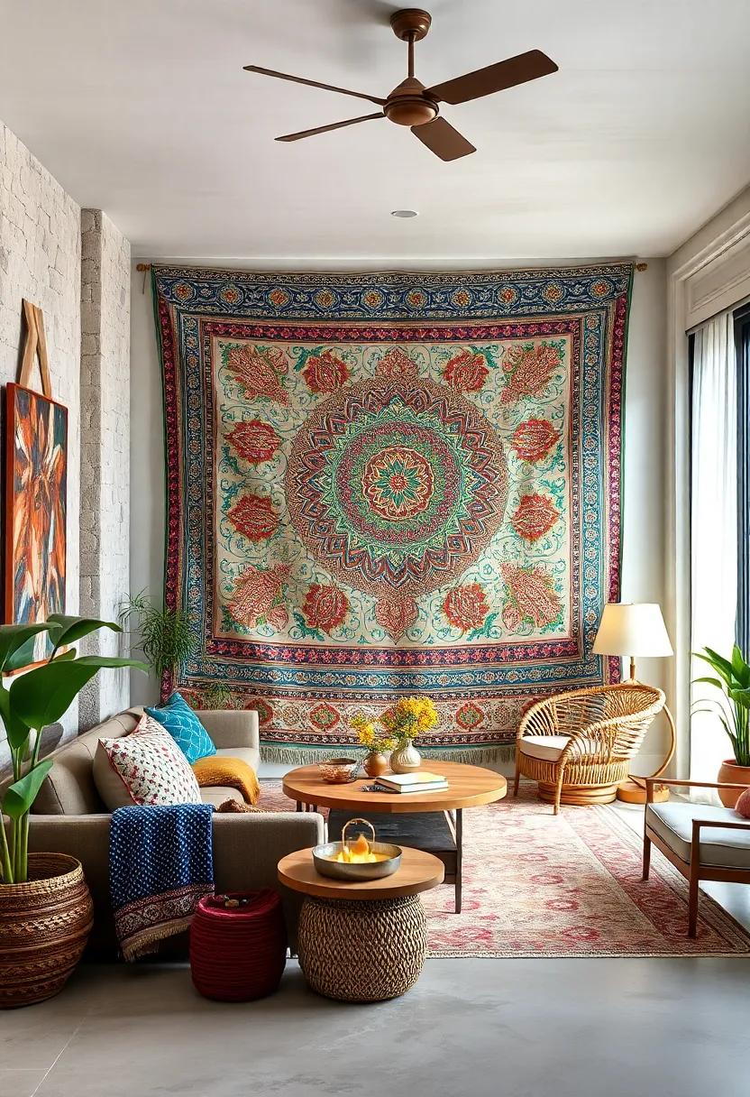Gota Patti⁣ Tapestry: Combining ⁢mirror work and metallic threads,this dazzling tapestry radiates warmth and‍ is an exceptional fit for eclectic decor