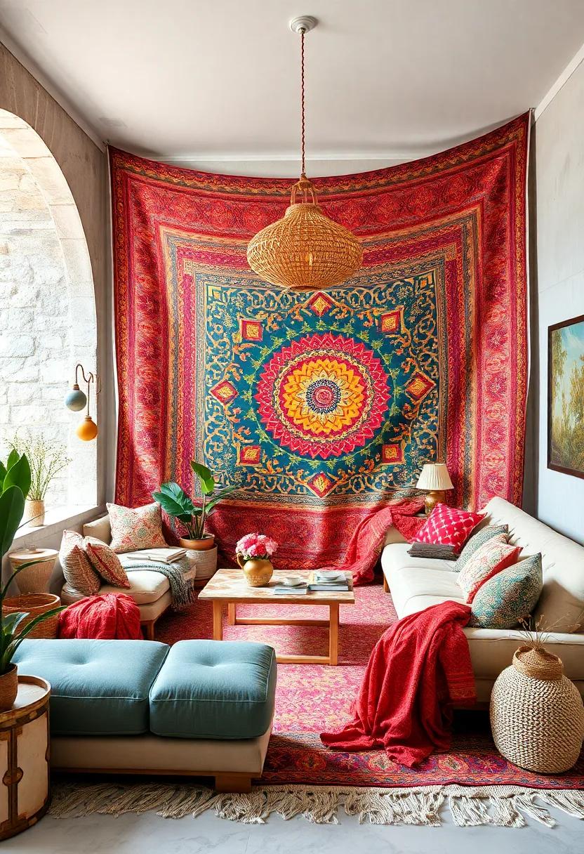 Dabu Print Tapestry: Featuring hand-block printed designs crafted with natural dyes, this tapestry offers an organic feel​ that ‍aligns ⁤perfectly with a boho vibe