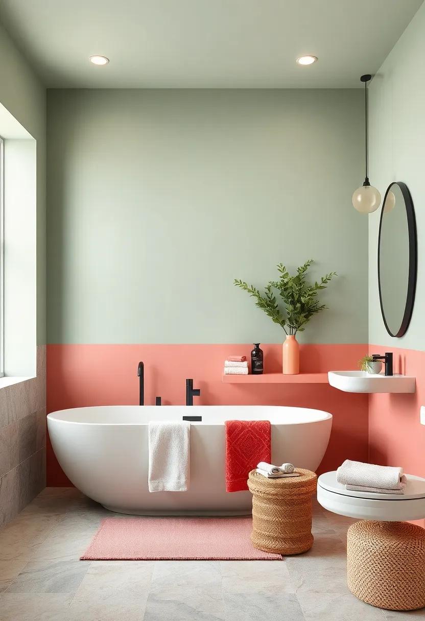 Earthy Sage and Soft Coral: A calming mix that brings the freshness of‍ nature into your bath oasis, perfect for a serene morning routine