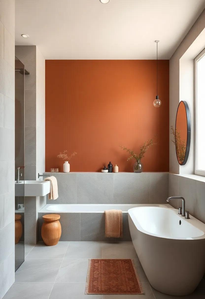 burnt Umber and Light Gray: A‍ bold ⁢and trendy option that brings depth​ to your bathroom while keeping it airy and ​open with lighter ⁤shades