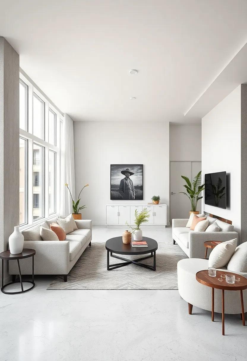 Minimalist Serenity: Choose a​ clean palette of whites‍ and grays, paired with sleek furniture and ample natural‌ light to cultivate a peaceful urban retreat