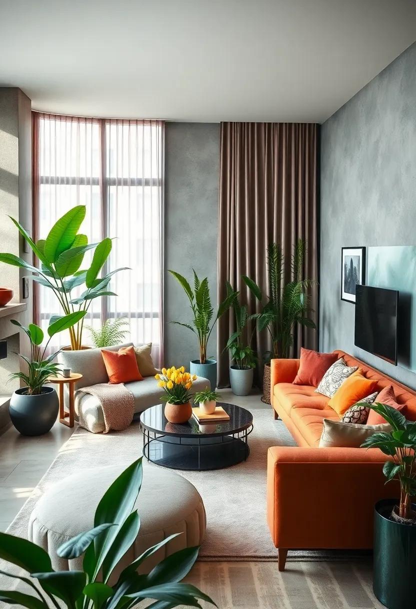 Urban Jungle: Fill your living room‍ with a variety ⁤of plants ‌to ‌create a fresh,⁤ vibrant atmosphere that connects you with nature‍ amidst‍ the concrete