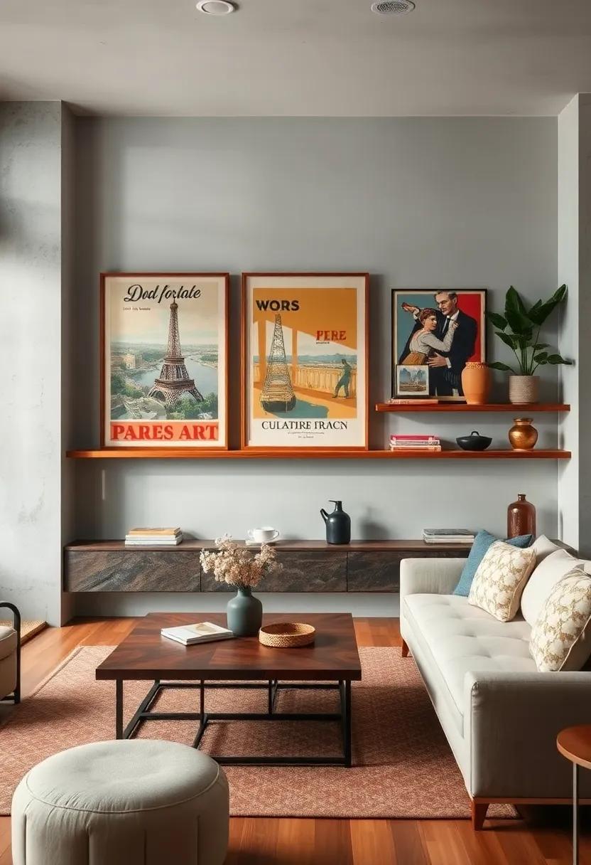 Incorporate Floating shelves: Display posters‍ on ​floating shelves alongside decorative objects,‌ allowing for ⁢easy rotation and layering of art