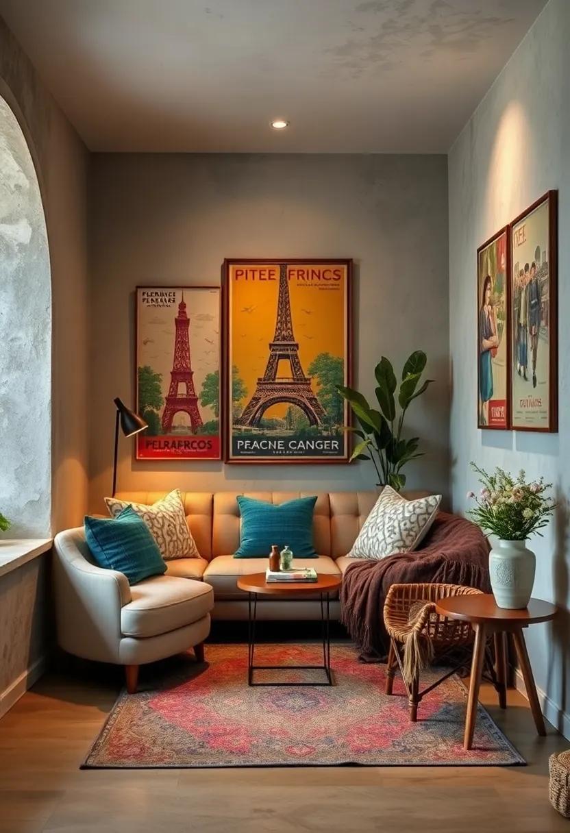 Appoint a dedicated Art corner:⁤ Designate⁤ a special nook ⁤in your⁤ home filled with ⁣vintage posters,accented with​ pillows⁢ and ​throws for comfort