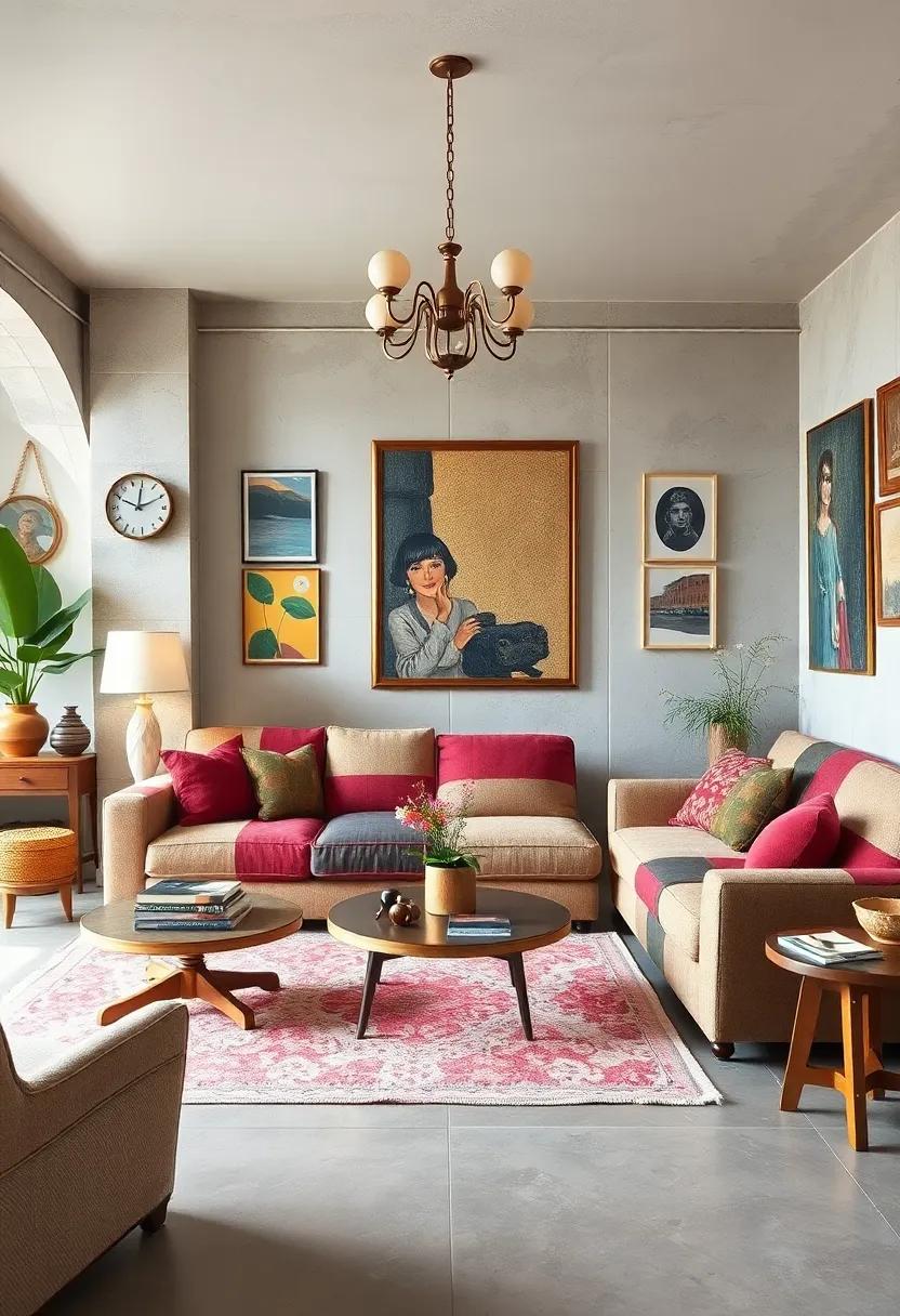 A captivating space ​filled with vintage finds, where a ‍patchwork sofa‍ and eclectic wall art ​mirror the​ vibrant ​personality ⁤of its inhabitants