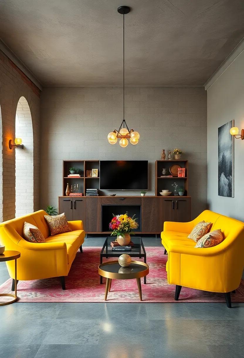 A ‍vibrant retro living⁢ space ‍punctuated by ⁢bright yellow chairs and funky lighting‍ fixtures, proving that nostalgia ⁢can shine in ⁤modern times
