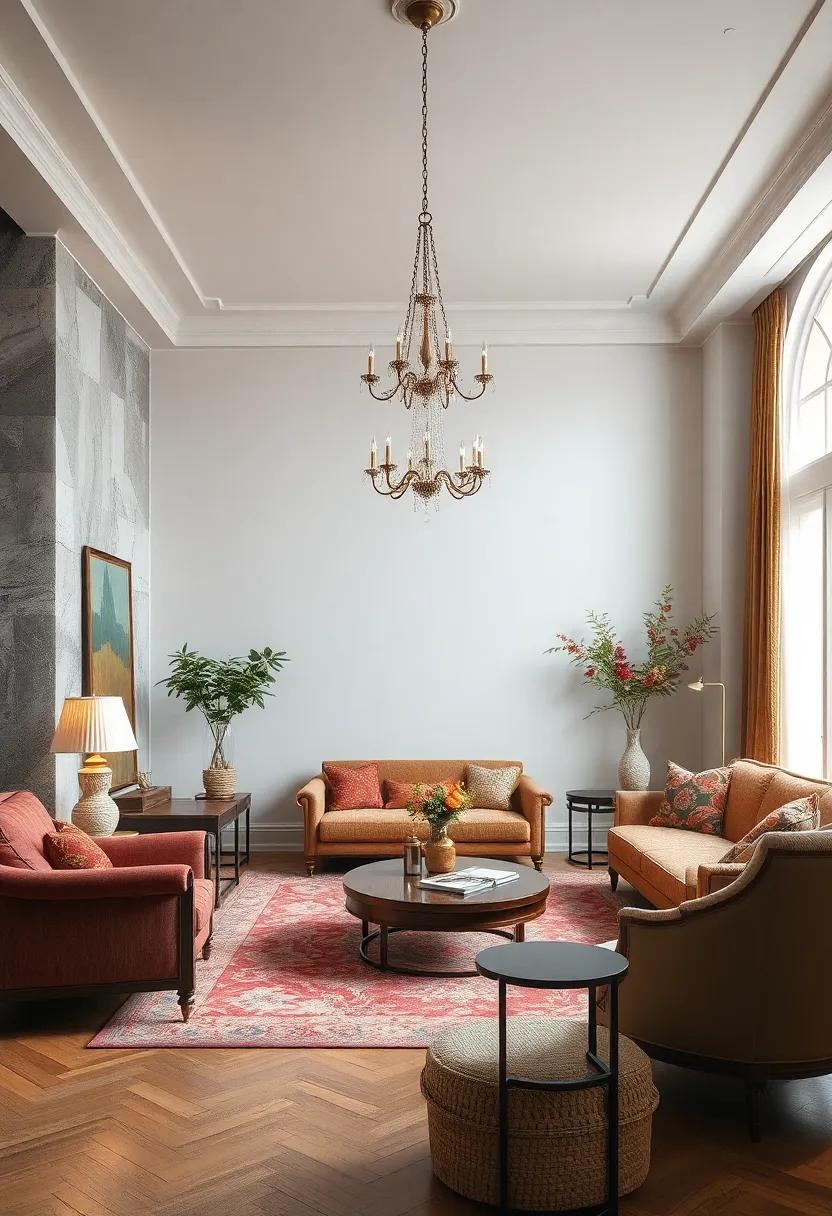 A luxurious salon dotted‌ with ‍vintage chests and ⁢an‍ extravagant chandelier,⁢ where opulent fabrics and colors ​tell a rich story of elegance