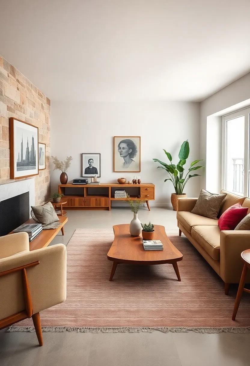 A sleek Scandinavian-inspired room with a minimalist, ⁣low-profile sofa​ and⁢ a‍ statement wood coffee table that ⁣captures the ⁢essence⁢ of simplicity
