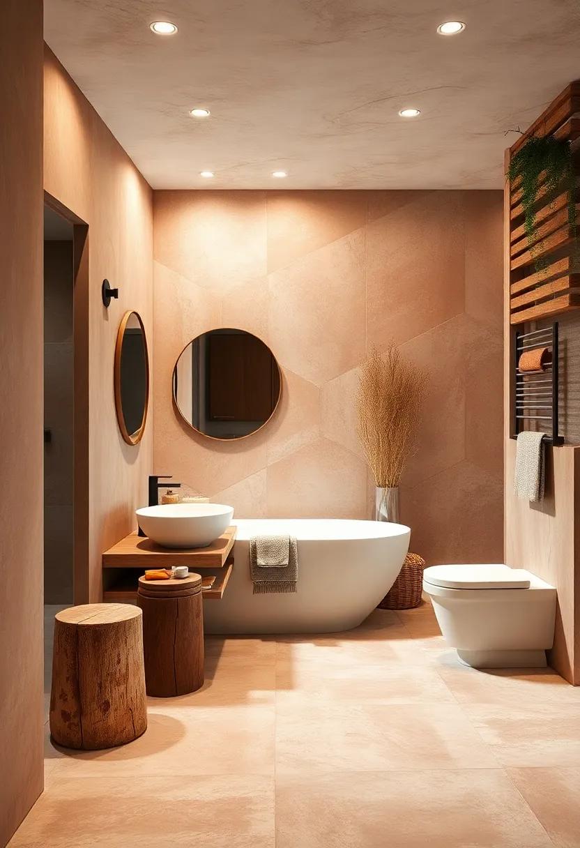Embrace Earthy⁢ Palette: Start with a warm, earthy ⁣color ⁤palette, featuring terracotta,​ ochre, and soft beige‍ to set a⁢ tranquil foundation for ​your‌ rustic bathroom