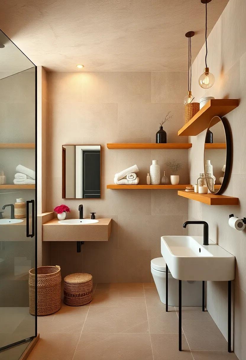 Open Shelving: Use open shelves made of wood ‌to display neatly ⁤rolled towels and decorative‍ items for an inviting, lived-in⁢ look