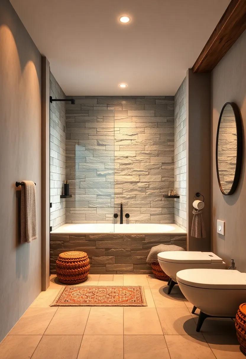 Rustic Shower ‍Enclosure: Install a ‌shower with stone or shiplap walls ⁤to maintain ‌the ⁢rustic aesthetic​ while offering a⁣ spa-like experience