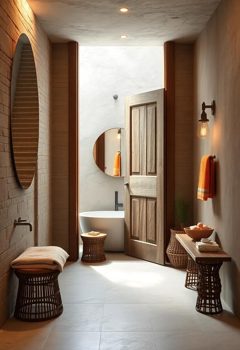 Salvaged ⁢Door: Repurpose an old door ⁢as a bathroom ‍entrance, immediately ‌setting a ⁤tone ‌of rustic authenticity
